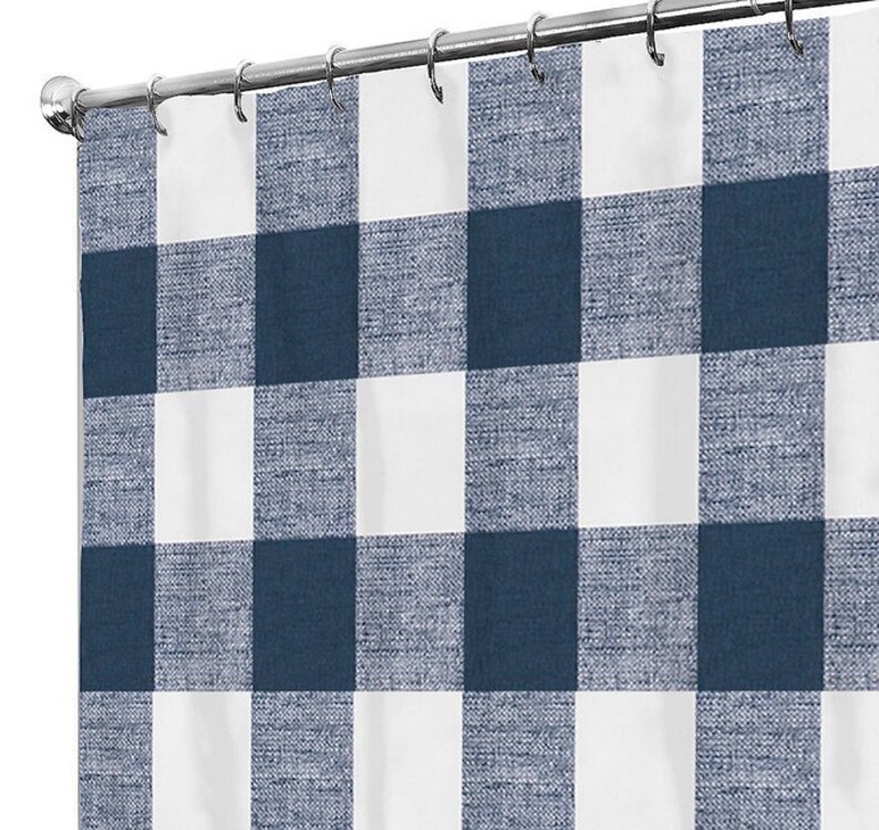 Shower Curtain Blue Plain Fabric Bath Decor Guest Kids Extra Long 72 74 84 90 96