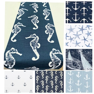 Handmade Coastal Table Runner – Custom Nautical Linen for Beach Homes, Summer Dining, Weddings, and Seaside-Inspired Decor