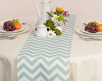 Choose your Table Runner, Village Blue Chevron Table Runners for Wedding Decor, Birthday Parties, Party Decor, Holidays