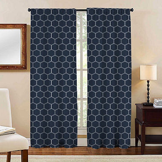 Kitchen Curtains Blue Kitchen Valance Curtains Curtain Etsy