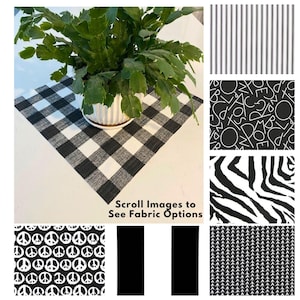 Black Table Square Overlay - Check Tablecloth Topper - Rustic Farmhouse Kitchen & Dining Room Decor Linens - 18 Fabric Options