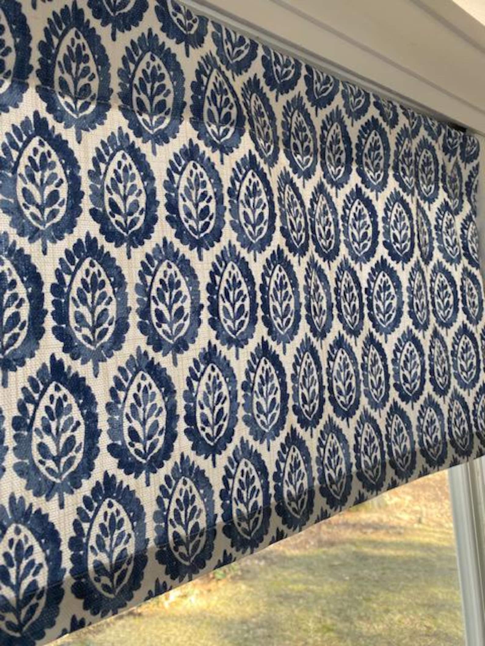 Blue Valance for Kitchen Window - Cottage Window Valance, Country ...
