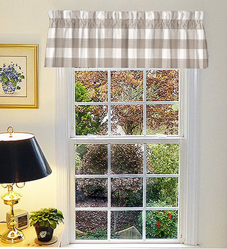 Valance Farmhouse Cotton Lined Curtain Panels Rustic Etsy