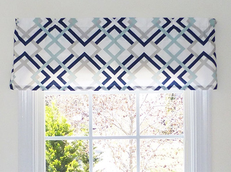 Navy//White Starfish Window Valances 52 X 16 Nautical Window Valance