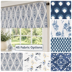 Serenity Sky Drapes – Blue Window Curtain, Cottagecore Kitchen Valance, Custom Size, Country Bathroom Curtain, Soft Vintage Style