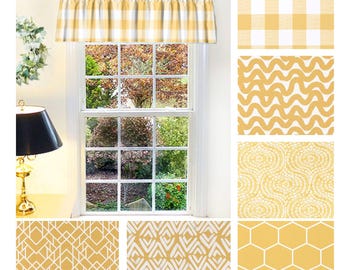 Yellow Valance, Buffalo Check Window Treatments, Bathroom Curtains, Kitchen Valance, Custom Order Window Treatments, Curtain Panels, Drapes