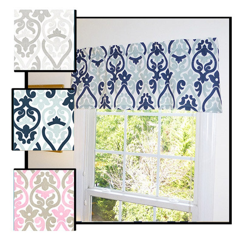 Navy Blue Window Valance Blue Window Curtains Blue Valances Etsy