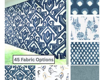 Blue Window Valance – Farmhouse Kitchen Curtain, Cottage Style Window Treatment, Custom Size Bathroom or Laundry Room Valance