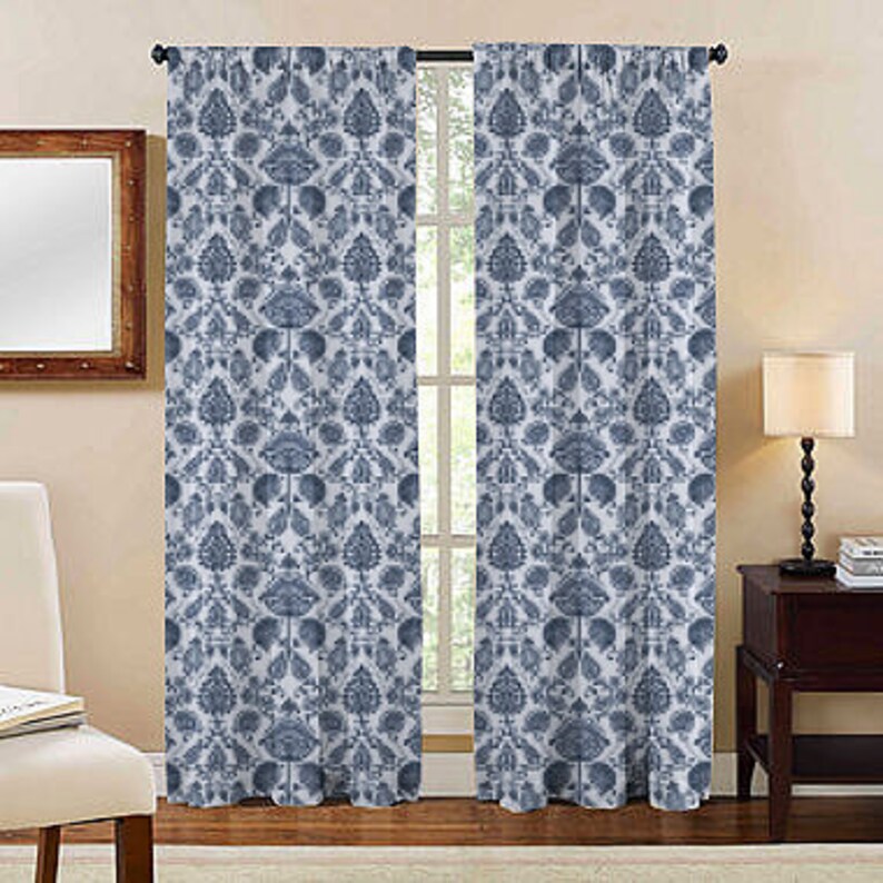 Kitchen Curtains Valance Blue White Curtain Panels Decor Custom Window Treatments Ds