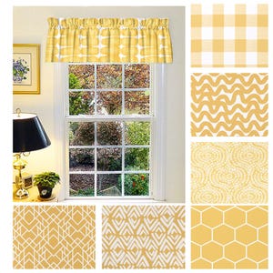 Yellow Valance, Made to Order Window Treatments, Bathroom Curtains, Kitchen Valance, Custom Order Window Treatments, Curtain Panels, Drapes