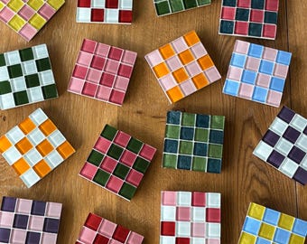 Posavasos de mosaico de vidrio hechos a mano – Decoración moderna de mesa con azulejos, 1 pieza