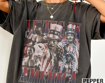 Apollo Creed Living In America Comfort Colors T Shirt, Patriotic Boxing Fourth Of July Vintage America Tank Top, Retro USA Fighter Shirt
