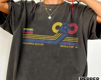 Colombia Soccer World Vintage Comfort Colors Shirt, Colombia 26 Soccer Club T-Shirt, Colombian Pride Football Tee, World Cup Fan Apparel