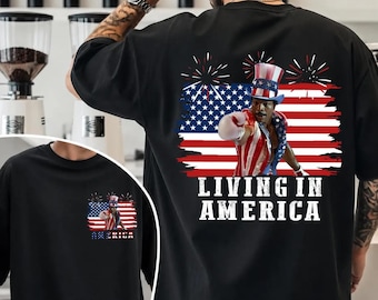 Living In America Rocky Tee Shirt, Apollo Creed 4th Of July T-Shirt, Patriotic Shirt, Fourth Of July Apollo Creed Tee, USA Flag Shirt 2 Side