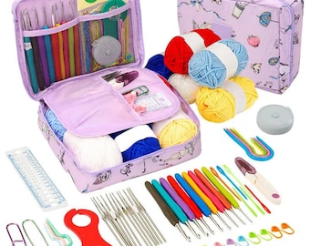 Beginner Crochet Kit with Yarn, Hooks and Accessories
