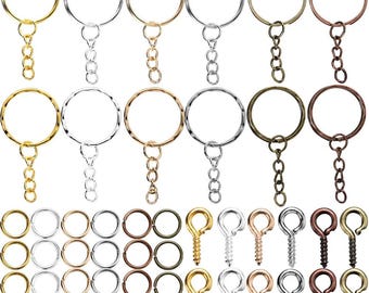 110/220 pièces porte-clés anneaux de saut ouverts épingles à oeil accessoires de fabrication de bijoux Kits pour bricolage résine époxy porte-clés porte-clés pendentifs