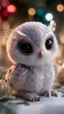 Snowpeep the Baby Owl – 4 Cute Winter Owl Phone Wallpapers | Cozy Christmas Digital Background