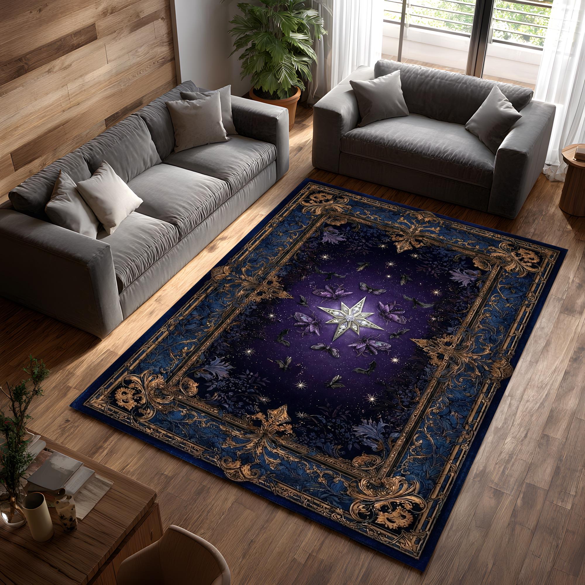 Astrological Rug Celestial Star Rug,dark Blue Vintage Rug,astrology Rug,washable Rug - Etsy