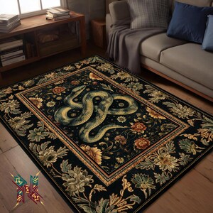Vintage Schlange Floral Teppich Gothic Botanische Schlange Wohnkultur