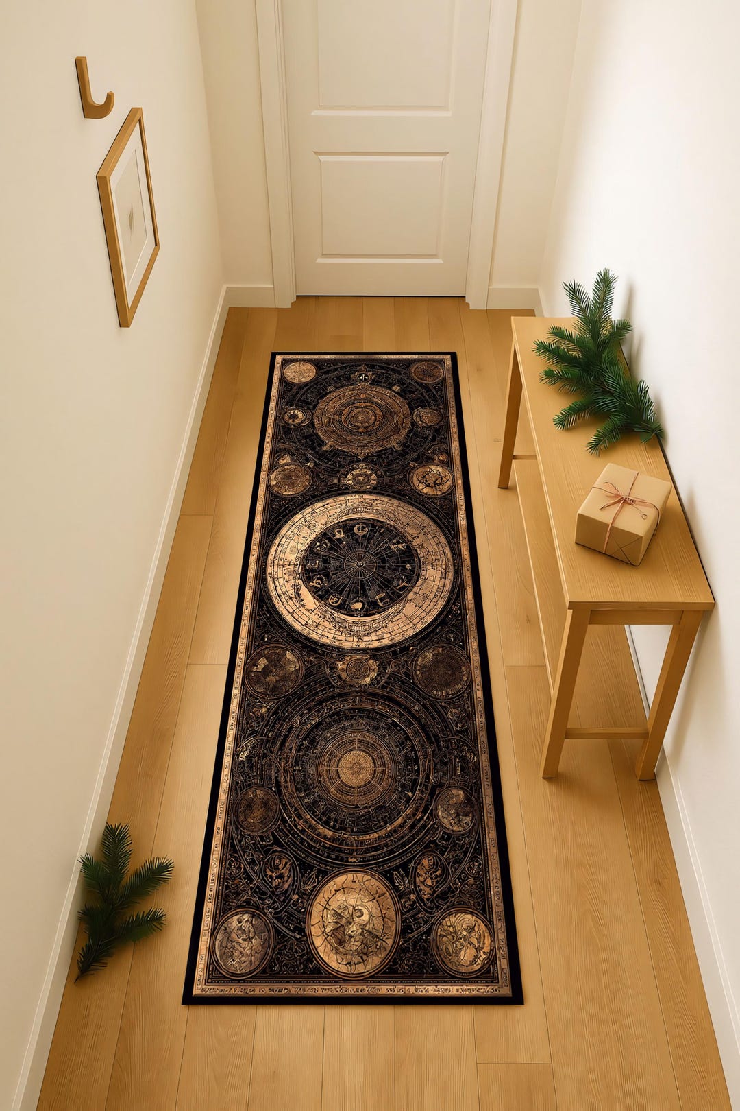 Astral Rug Pattern Astral Clockwork Runner Rug Black Gold Celestial Hallway Carpet - Etsy