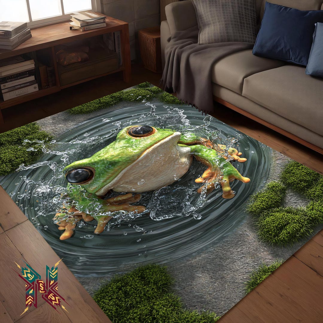 Frog Rugs 3D Frog Illusion Area Rug Nature Water Splash Floor Carpet Decor - Etsy