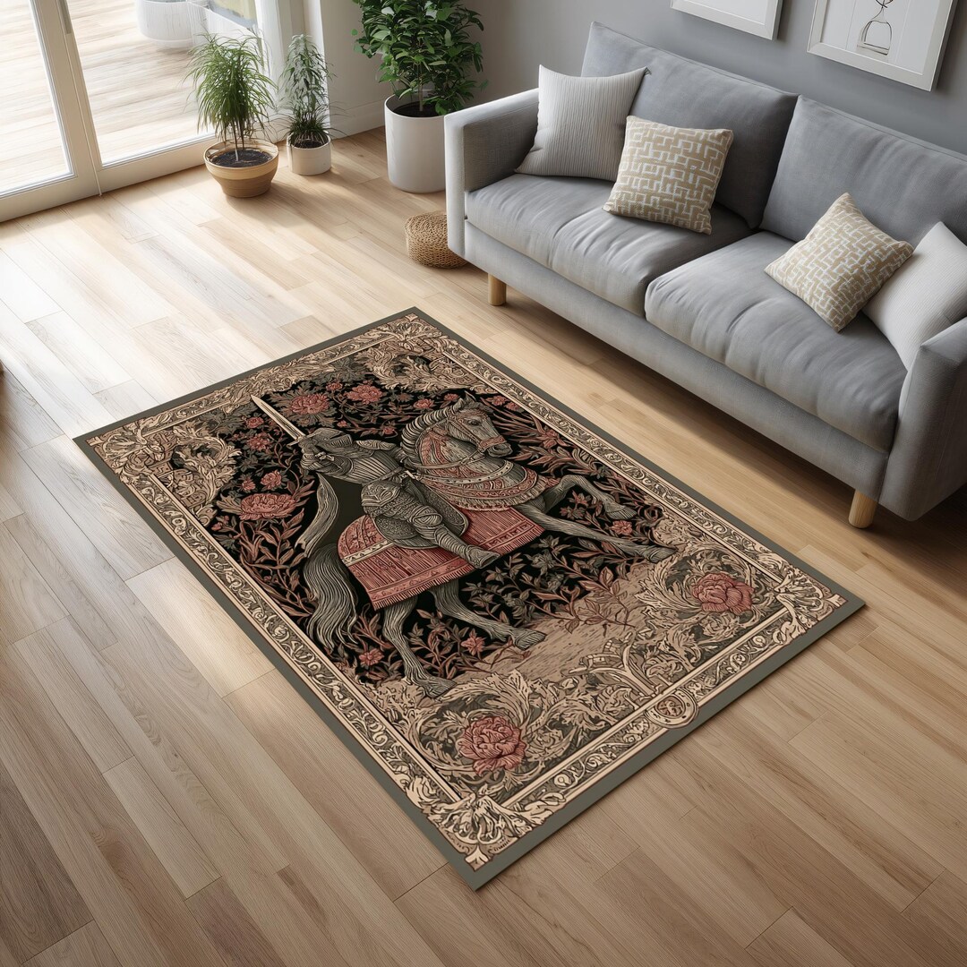 Meta Knight Rug Medieval Knight Floral Rug Vintage Tapestry Style Floor Decor - Etsy