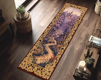 Castle Landscape Runner Rug Vintage Tapestry Hallway Decor