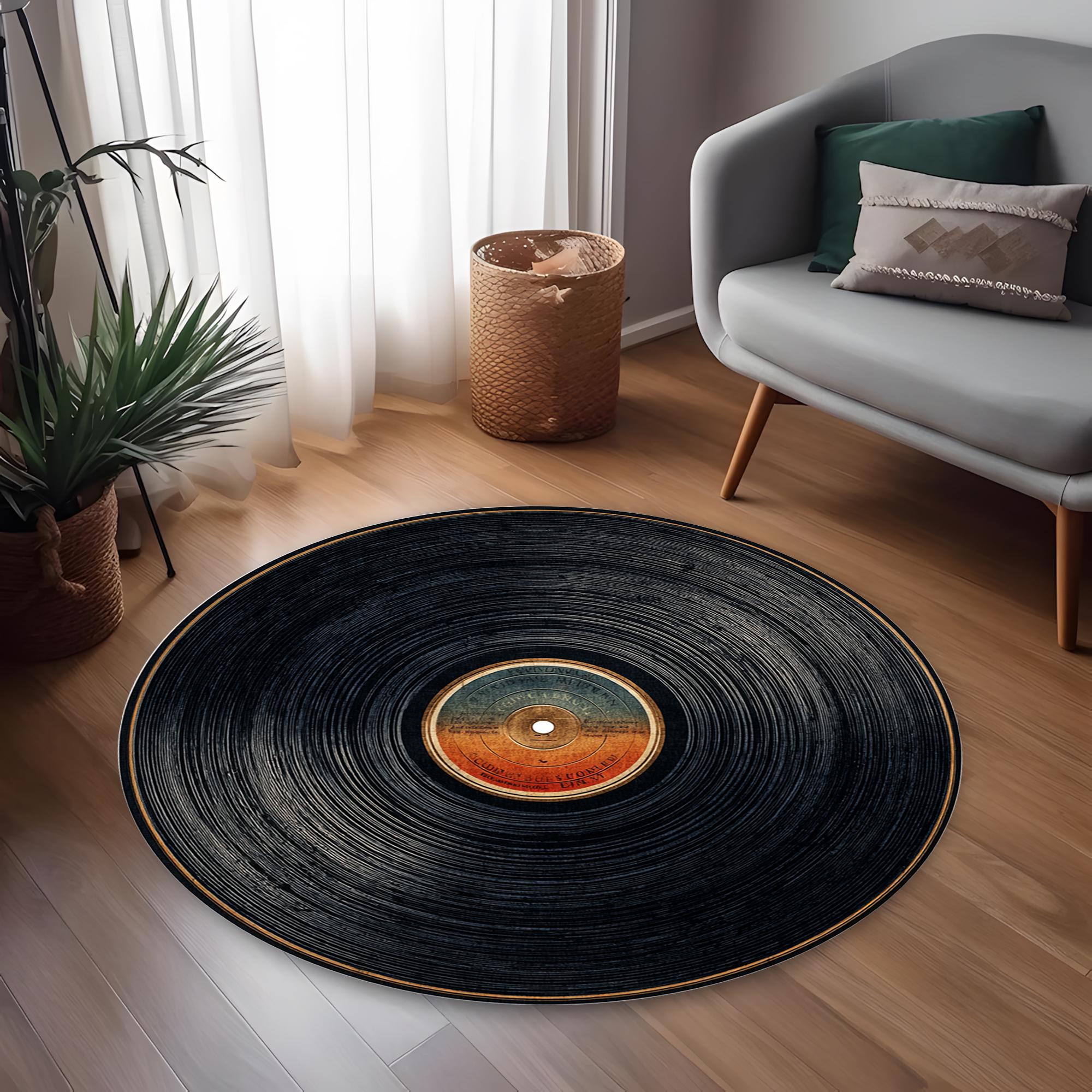 Vinyl Record Circle Rug Retro Music Decor Round Floor Rug - Etsy