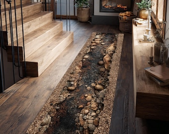 Tappeto da corridoio Nature Stone Path Runner River Rock Design Earth Color Decor