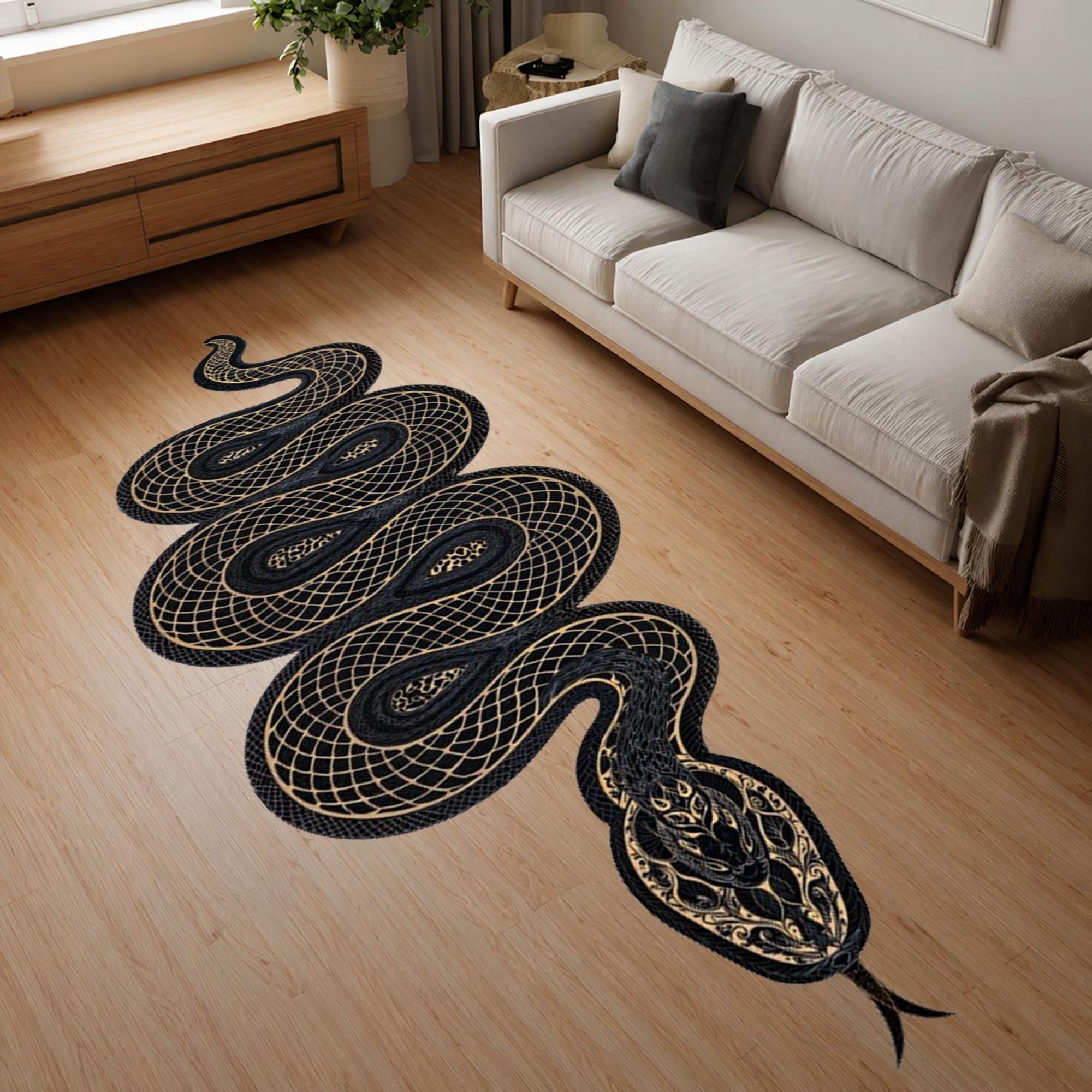 Small Snake Rug Black Snake Runner Rug,shaped Runner Rug,snake Rug,washable Rug - Etsy