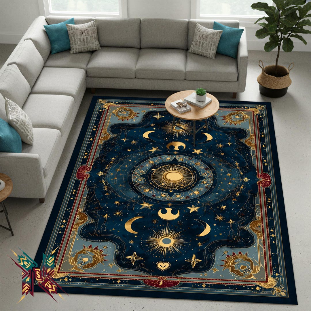 Astrological Rug Celestial Astrology Area Rug Moon Sun Tarot Living Room Carpet - Etsy