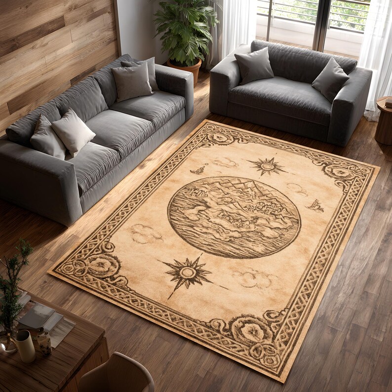 Vintage World Map Area Rug Beige Boho Living Room Carpet - Etsy UK