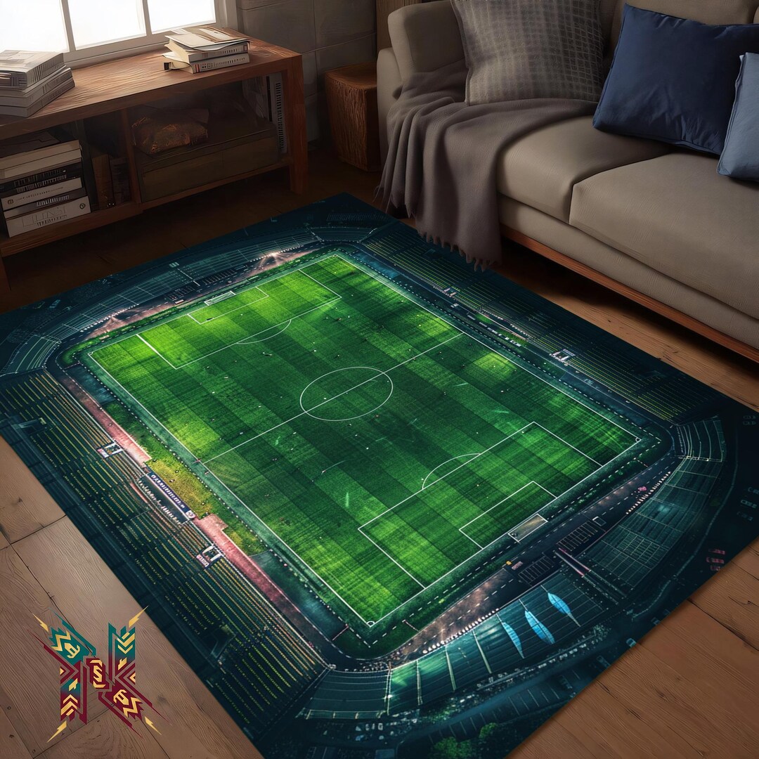 Soccer Stadium Area Rug Football Field Sports Design - Etsy