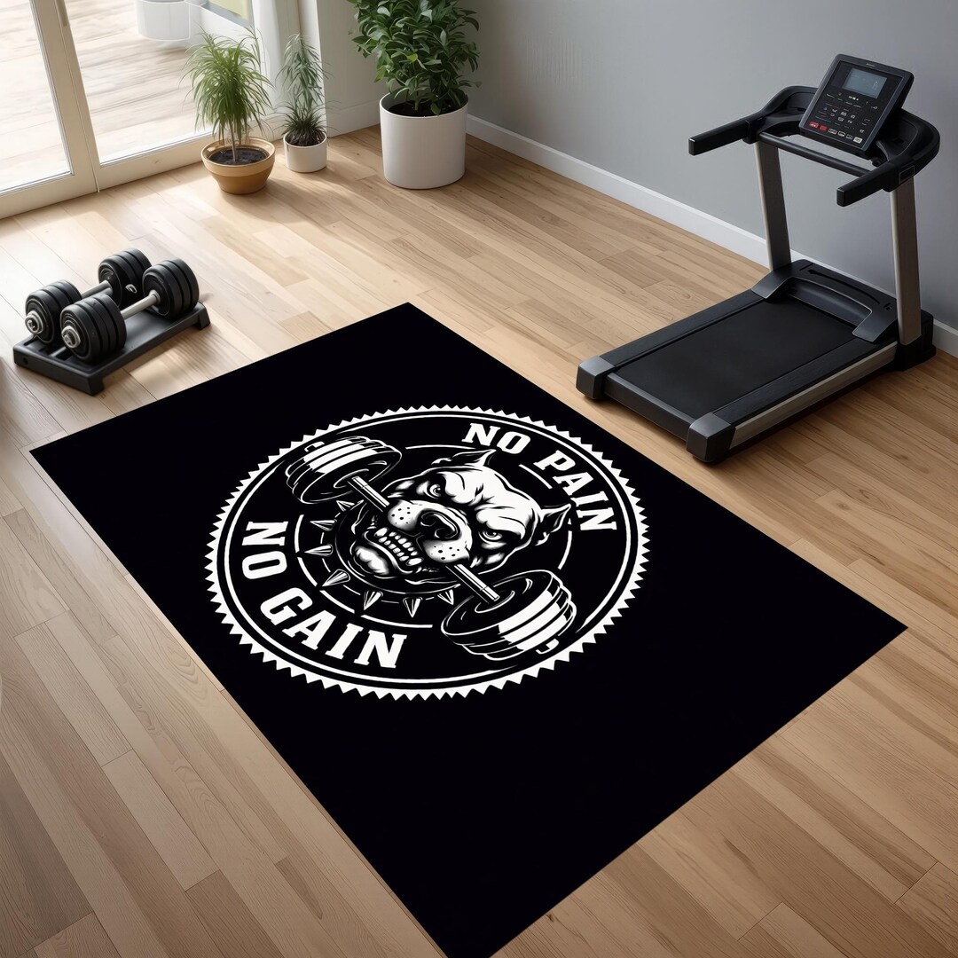 No Pain No Gain Gym Rug,workout Design Carpet, Fitness Room Decor - Etsy