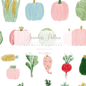 Gemüse Musterdesign PNG für Kinder, Herbst Ernte Kürbisse Karotten Kohl Schneller Download, kommerzielle Nutzung