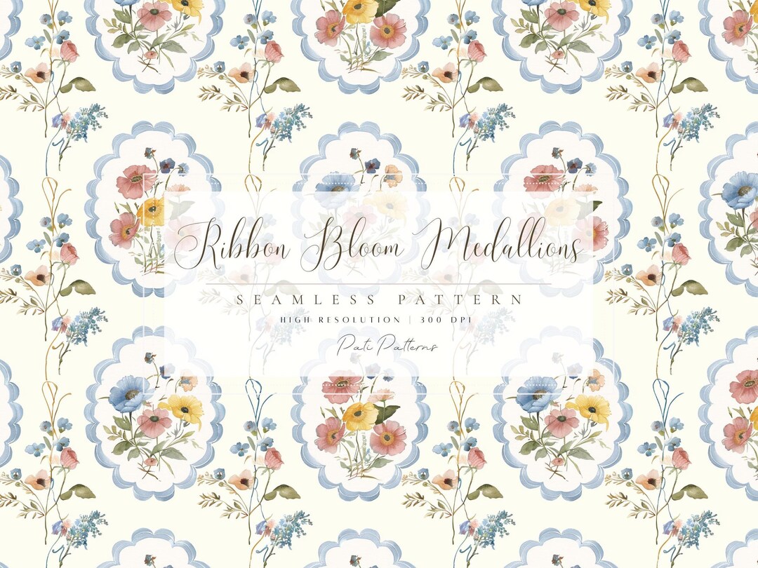Floral Vintage Seamless Pattern - Watercolor Flowers Digital Paper ...