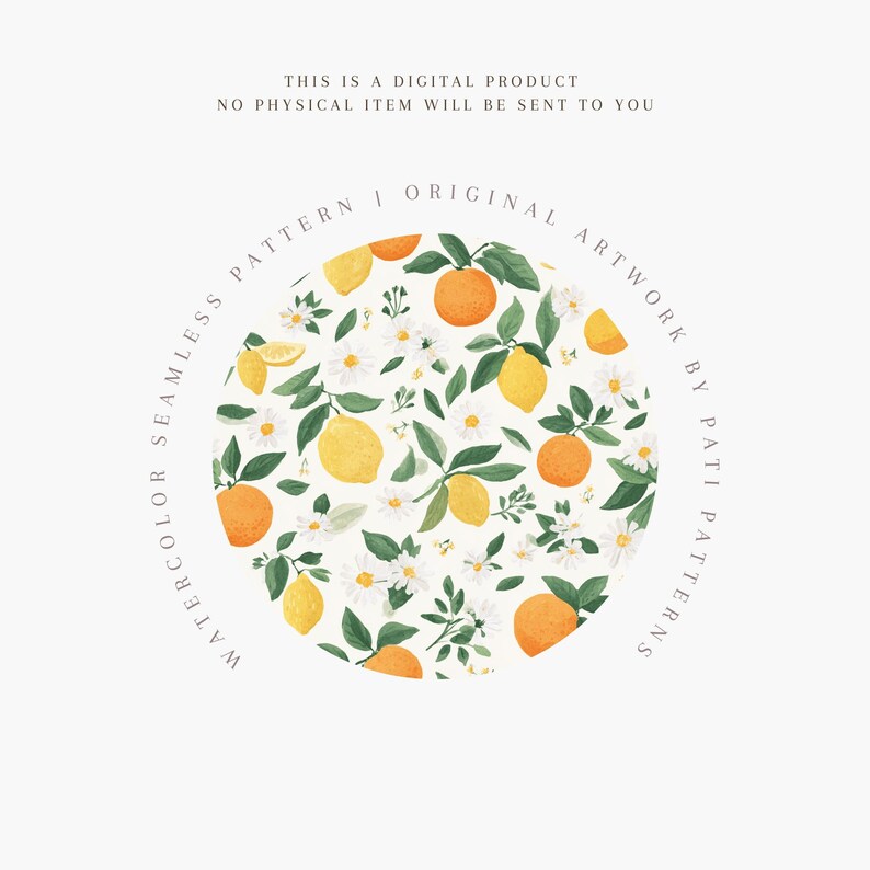 Citrus Lemons and Oranges Seamless Pattern, Floral Summer Fruit Design ...