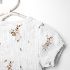Watercolor Bunny Seamless Pattern - Textile Design for Kids - Woodland Animals in Vintage Style - Watercolor Baby Rabbit - Instant Download image 4