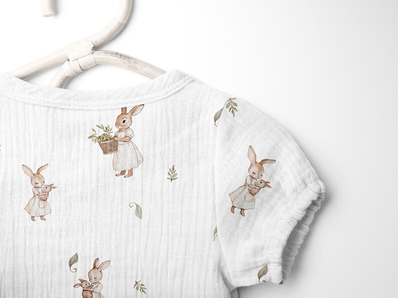 Watercolor Bunny Seamless Pattern - Textile Design for Kids - Woodland Animals in Vintage Style - Watercolor Baby Rabbit - Instant Download image 4