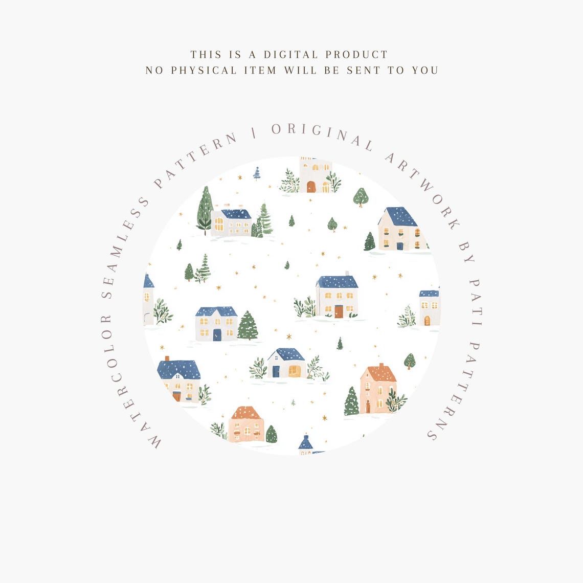 Christmas Winter Village Seamless Pattern PNG, Cozy Snowy Houses ...