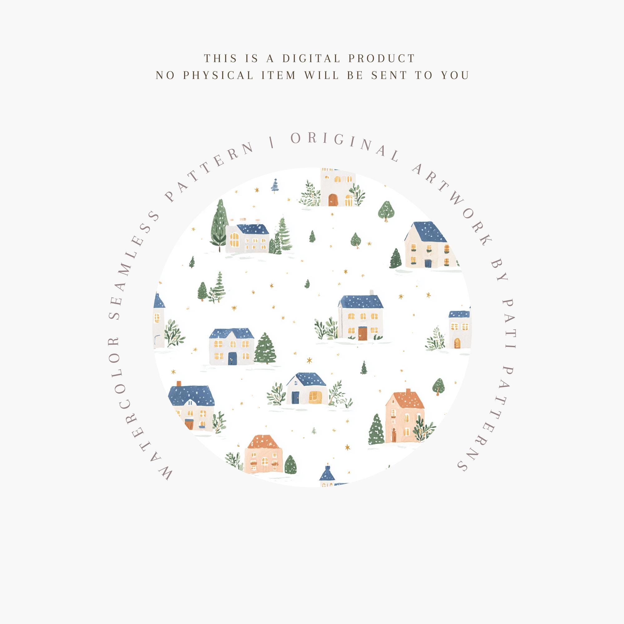 Christmas Winter Village Seamless Pattern PNG, Cozy Snowy Houses ...