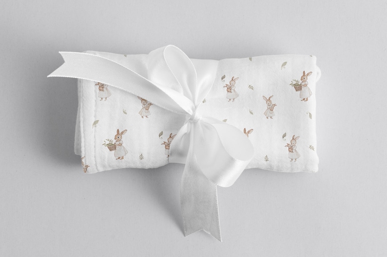Watercolor Bunny Seamless Pattern - Textile Design for Kids - Woodland Animals in Vintage Style - Watercolor Baby Rabbit - Instant Download image 9