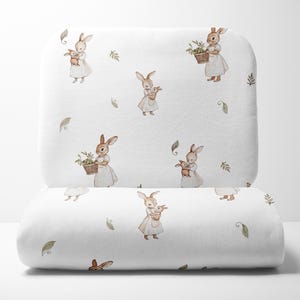 Watercolor Bunny Seamless Pattern - Textile Design for Kids - Woodland Animals in Vintage Style - Watercolor Baby Rabbit - Instant Download image 5