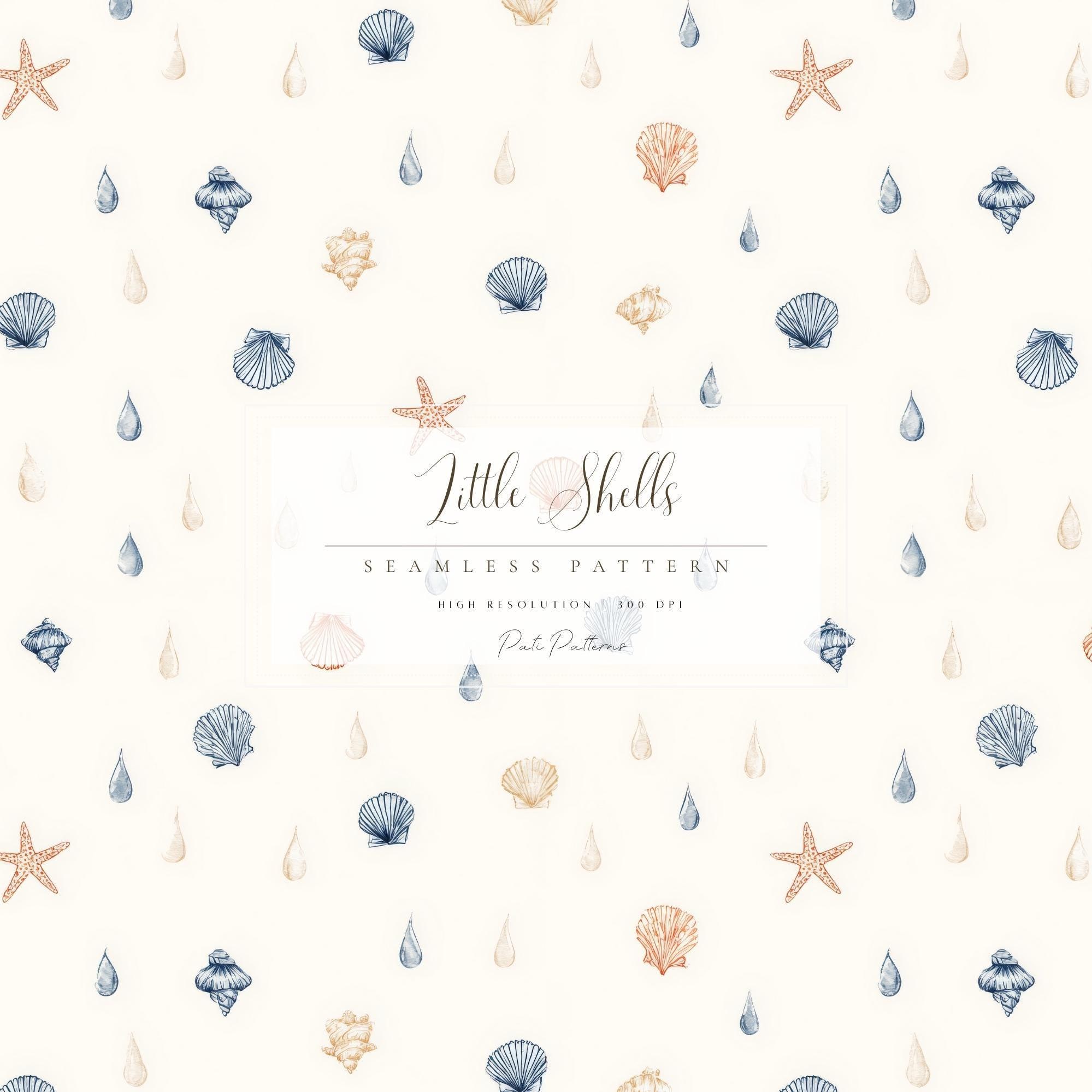 Watercolor Seashell Seamless Pattern, Minimalist Ocean Starfish Print ...