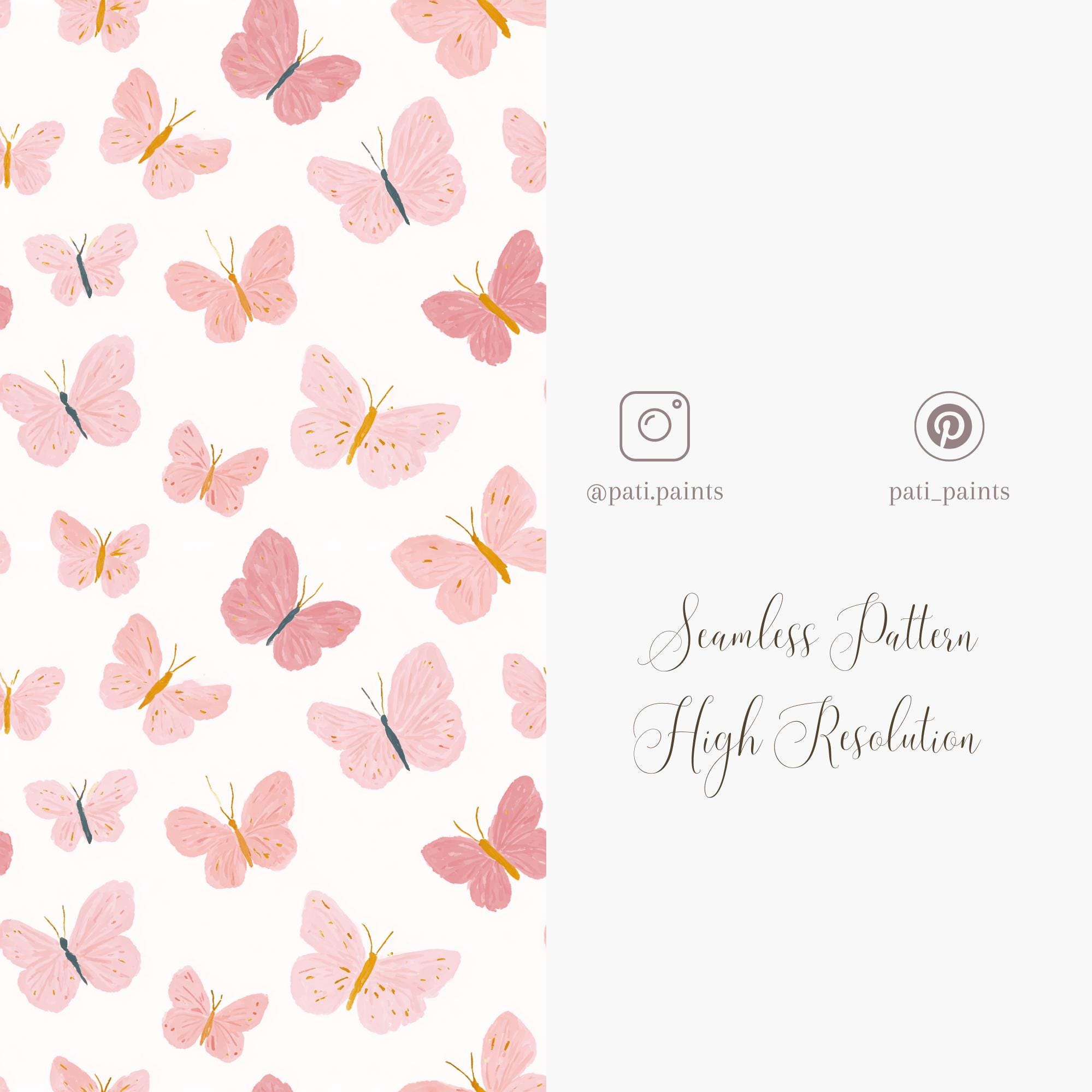 Powder Pink Butterfly Seamless Pattern PNG, Cute Spring Butterfly Print ...