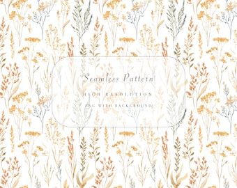 Seamless Wildflower Meadow Pattern PNG Fast Download Commercial Use Spring Botanical Floral Background