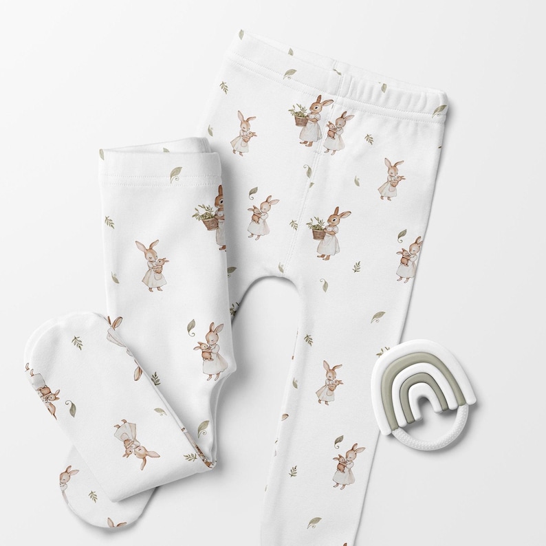 Watercolor Bunny Seamless Pattern - Textile Design for Kids - Woodland Animals in Vintage Style - Watercolor Baby Rabbit - Instant Download image 7