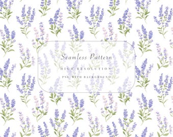 Naadloze aquarel lavendel patroon, zachte bloemen botanische achtergrond, snelle download, commercieel gebruik, wilde bloemen lentetuin