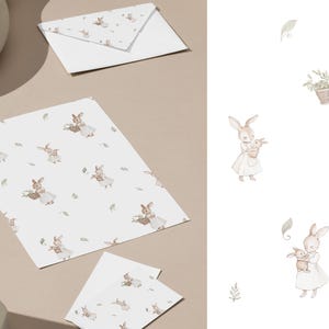Watercolor Bunny Seamless Pattern - Textile Design for Kids - Woodland Animals in Vintage Style - Watercolor Baby Rabbit - Instant Download image 10