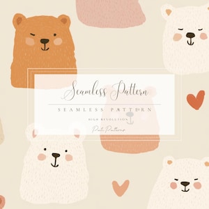 Naadloze patroon schattige teddybeer voor kinderen, babybeer print png, snelle download, commercieel gebruik, baby dier digitale papier achtergrond